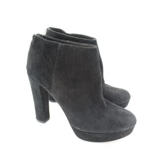 Michael Kors Suede Heels Womens 9.5 Black Platform Bootie Zip Classic Career